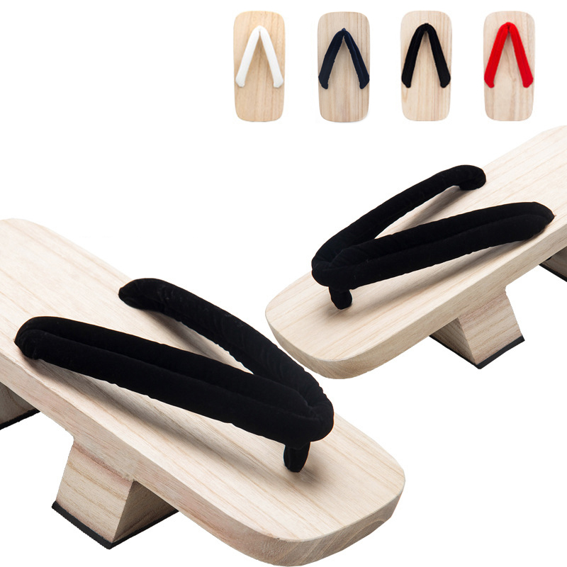 Geta Wooden Sandal - النمط الياباني قباقيب خشبية عادية الوجه